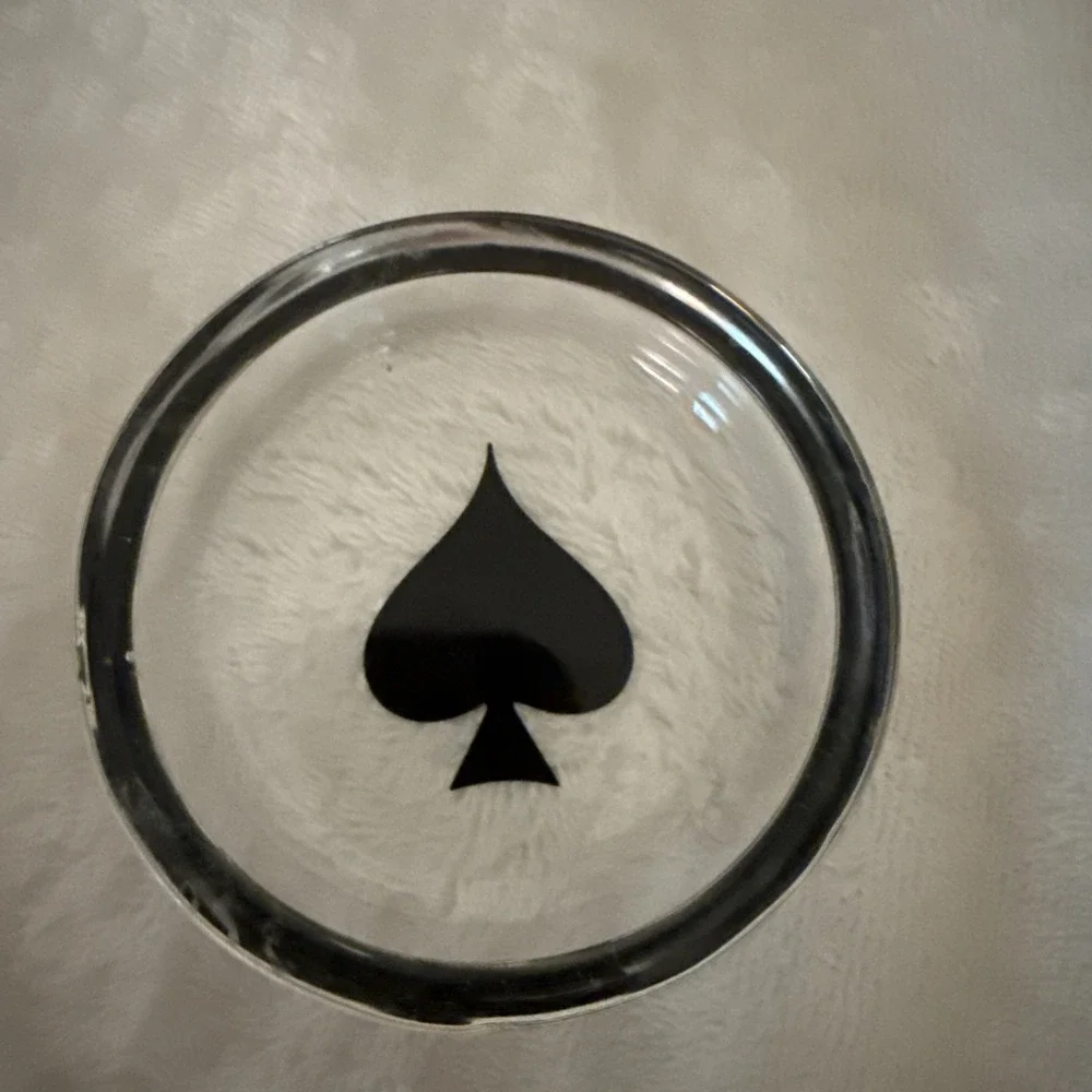 SET 4 GLASS SPADE HEART CLUB DIAMOND PLAYING CARD SUIT COASTERS